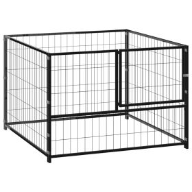 Dog Kennel Black 39.4"x39.4"x27.6" Steel